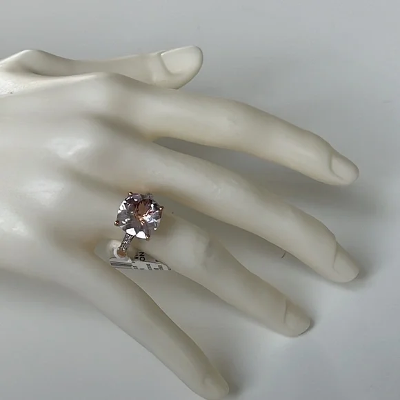 NWT Pink Amethyst/Diamond Rose Gold Ring Size 7 - Picture 3 of 16